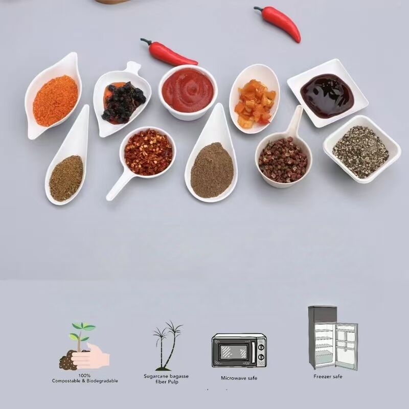 mini appetizer & tasting dishes | biodegradable finger food plates, sauce & dip cups